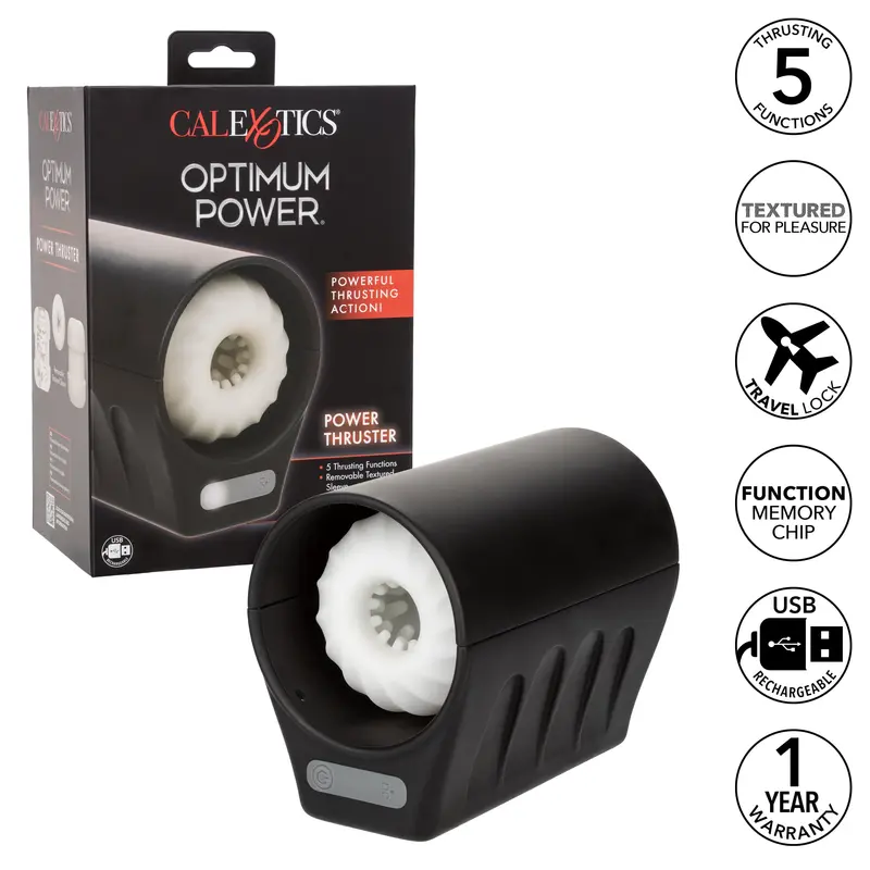 California Exotics Optimum Power Thruster Soft Masturbator – Rechargeable Stroker (Black) 1