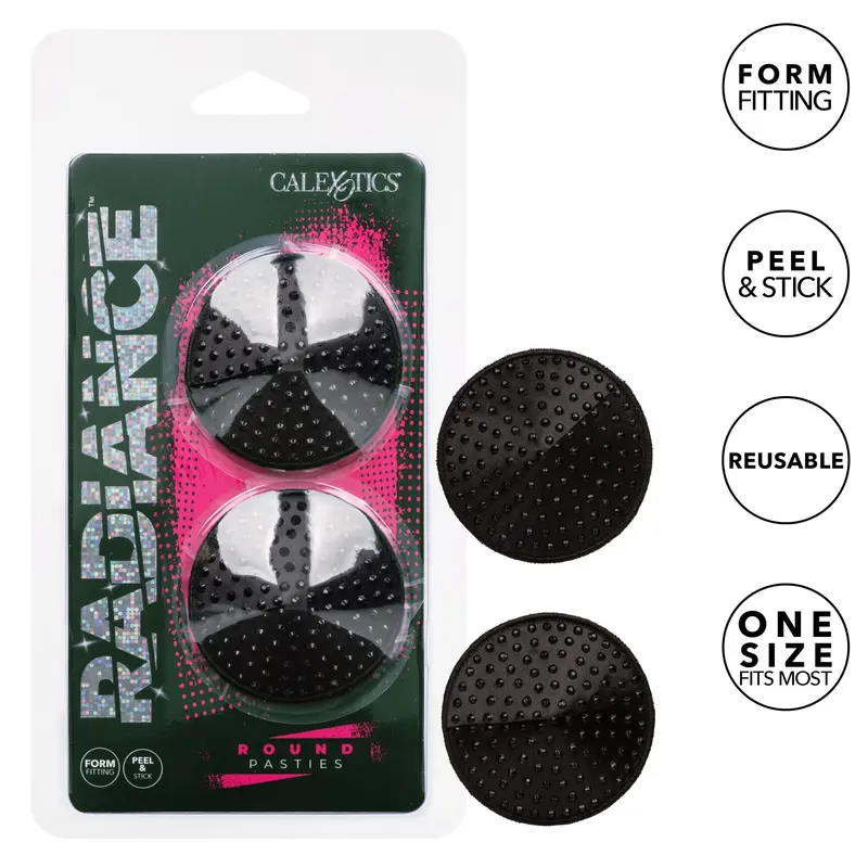 California Exotics Radiance Round Adhesive Nipple Pasties – Black 1