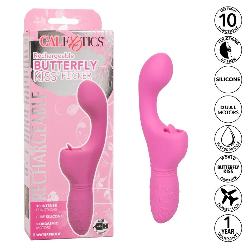 California Exotics - Rechargeable Butterfly Kiss Flicker G Spot Vibrator (Pink) 1