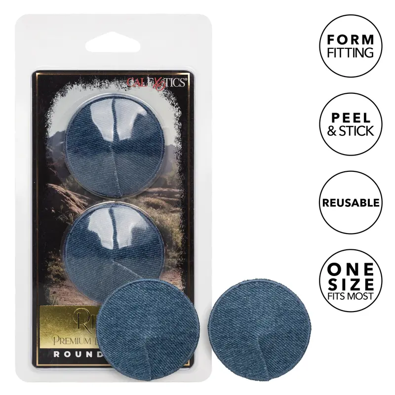 California Exotics Ride 'Em Denim Pasties – Reusable Nipple Covers In Navy 1