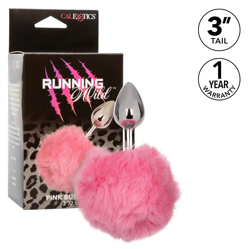 California Exotics Running Wild White Bunny Tail Anal Plug With Metal Core 1
