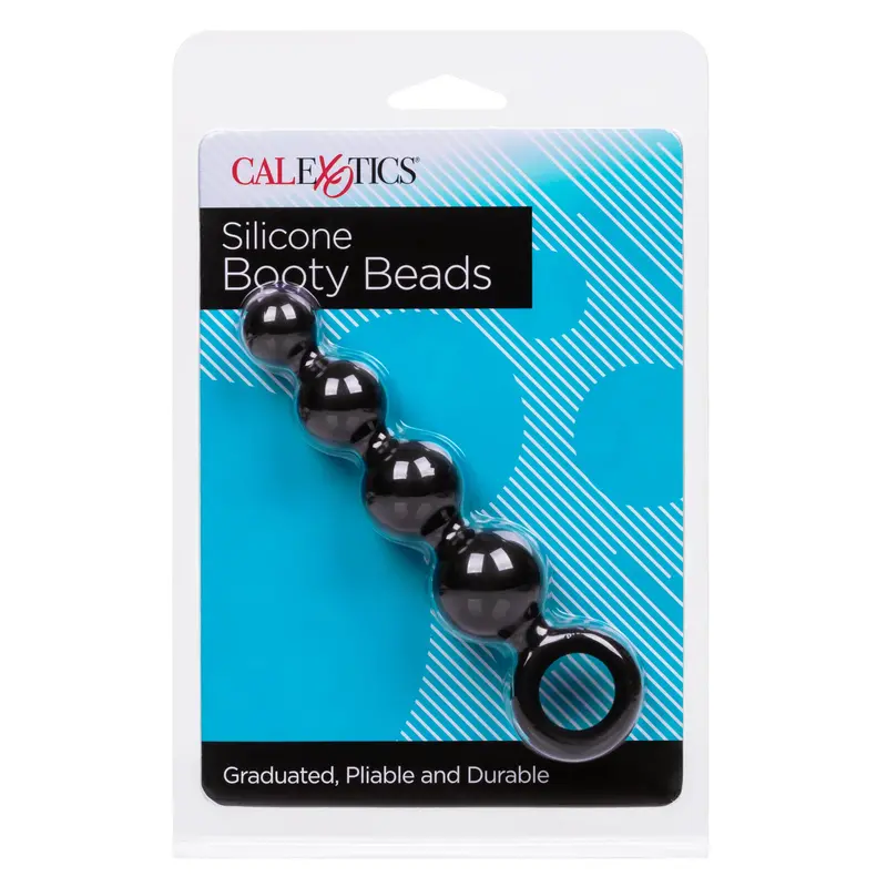 California Exotics Silicone Booty Anal Beads – Flexible Black Bead Set 1