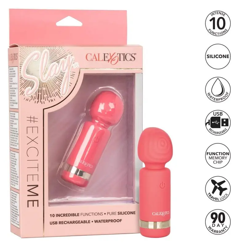 California Exotics Slay Exciteme Mini Vibrating Wand – Soft Pink Personal Massager 1