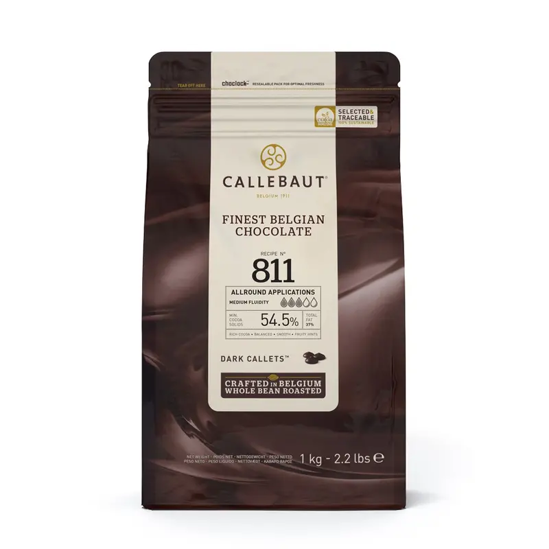 Callebaut 811 Dark Chocolate Callets – 55% Cocoa, 1Kg Bag 1