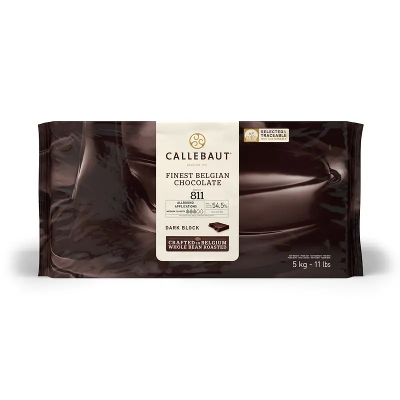 Callebaut 811 Dark Couverture Block – 55% Cocoa, 5Kg 1