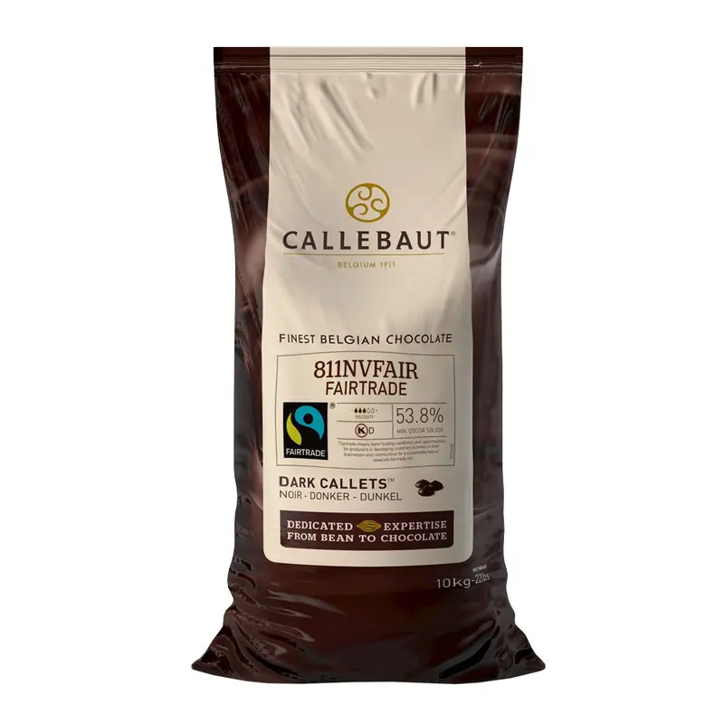 Callebaut 811 Fair Trade Dark Chocolate Callets – 55% Cocoa, 10Kg Bulk Pack 1