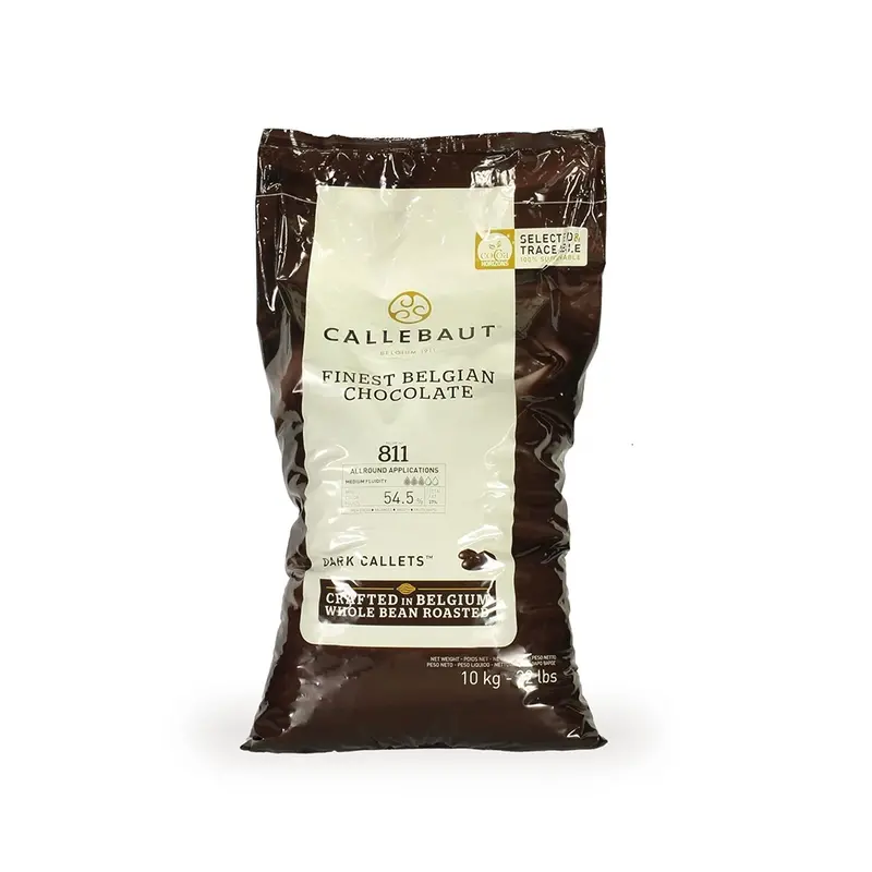 Callebaut 811 Premium Dark Couverture Callets – 55% Cocoa, 10Kg Food-Service Size 1