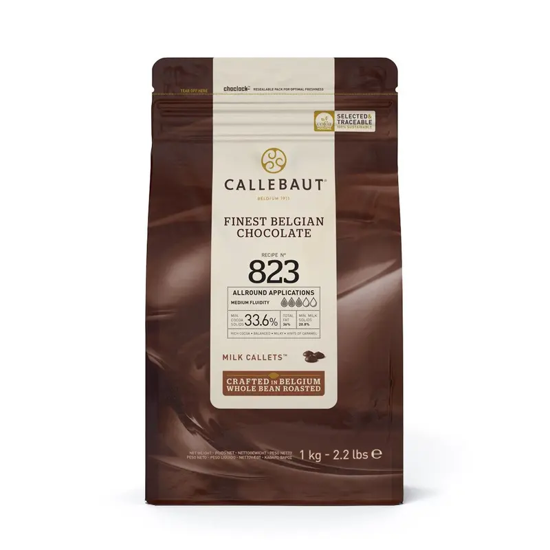 Callebaut 823 Milk Chocolate Callets – 1Kg Bag, 33% Cocoa 1