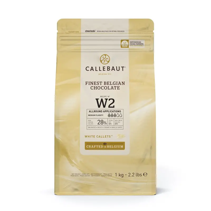 Callebaut W2 White Chocolate Callets – 1Kg Resealable Bag 1