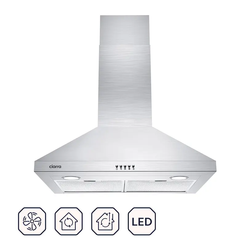 Ciarra 30-Inch Chimney-Style Wall-Mount Range Hood With Stainless Steel Finish (Cas75206P-Ow) 1