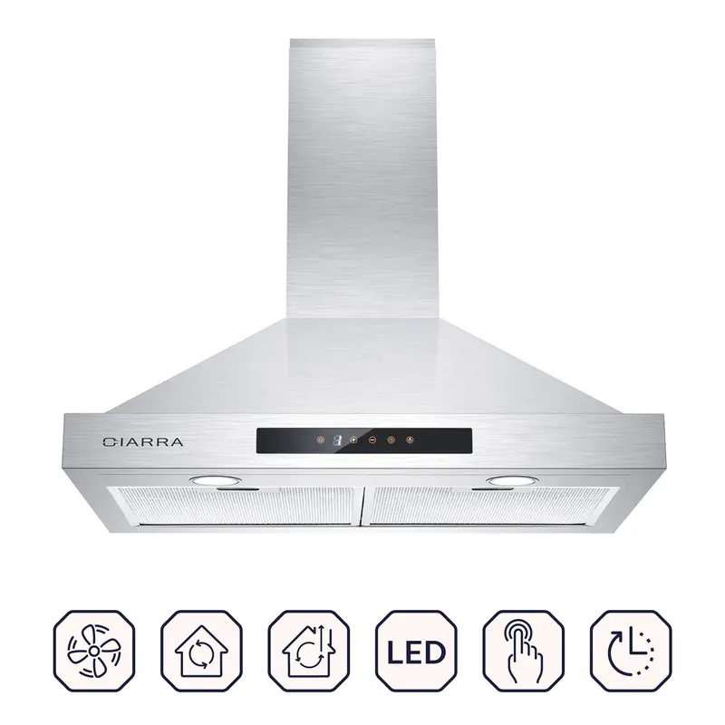 Ciarra Cas75308-Ow 30" Wall-Mount Range Hood – 3-Speed Fan, Delay Shut-Off Function 1