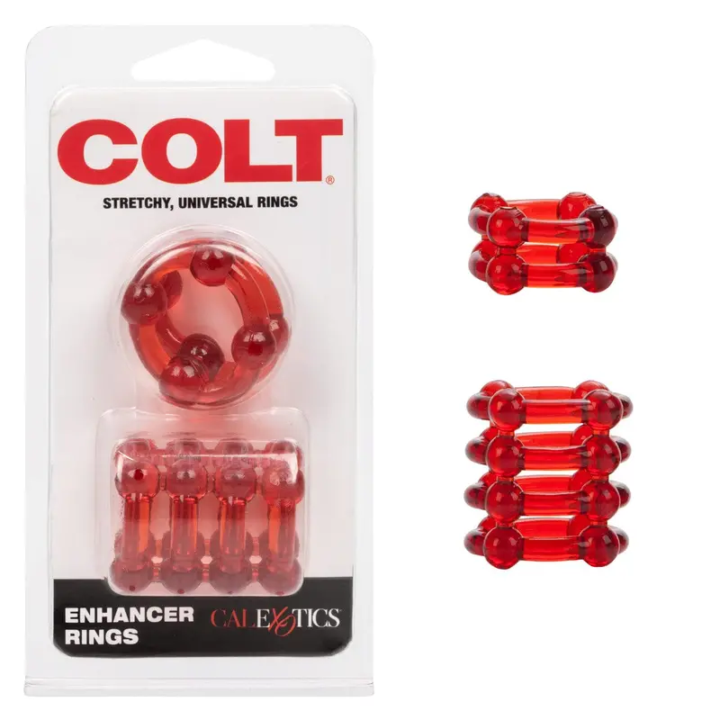 Colt Enhancer Cock Rings – Stretchable Silicone Ring Set For Intensified Stimulation (Red) 1