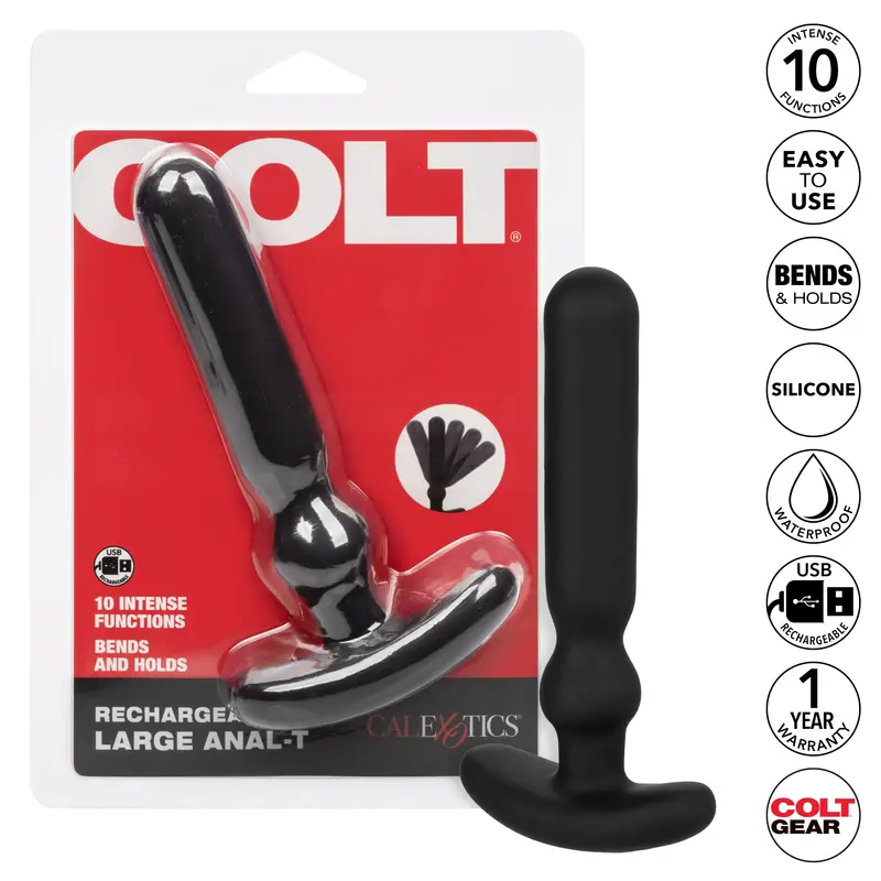 Colt Large Rechargeable T-Plug With Vibration (Black) 1