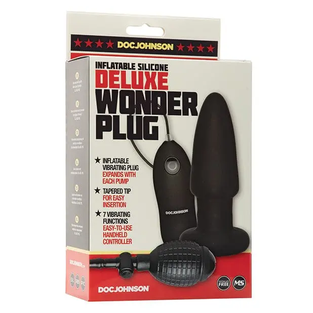 Deluxe Wonder Plug By Doc Johnson – Inflatable Vibrating Butt Plug In Black 1