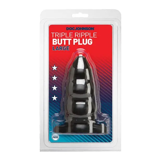 Doc Johnson Classic Triple Ripple Butt Plug – Large Size, Matte Black 1