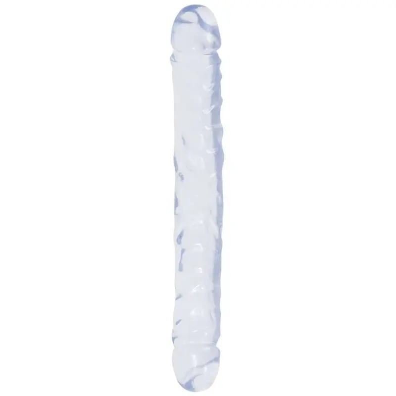 Doc Johnson Crystal Jellies Jr. Dual-Head Vibrating Dildo – 12 Inch Clear 1