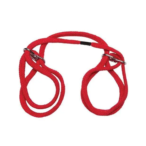 Doc Johnson Japanese-Inspired Cotton Rope Cuffs – Red Soft-Bondage Wrist Or Ankle Restraints 1