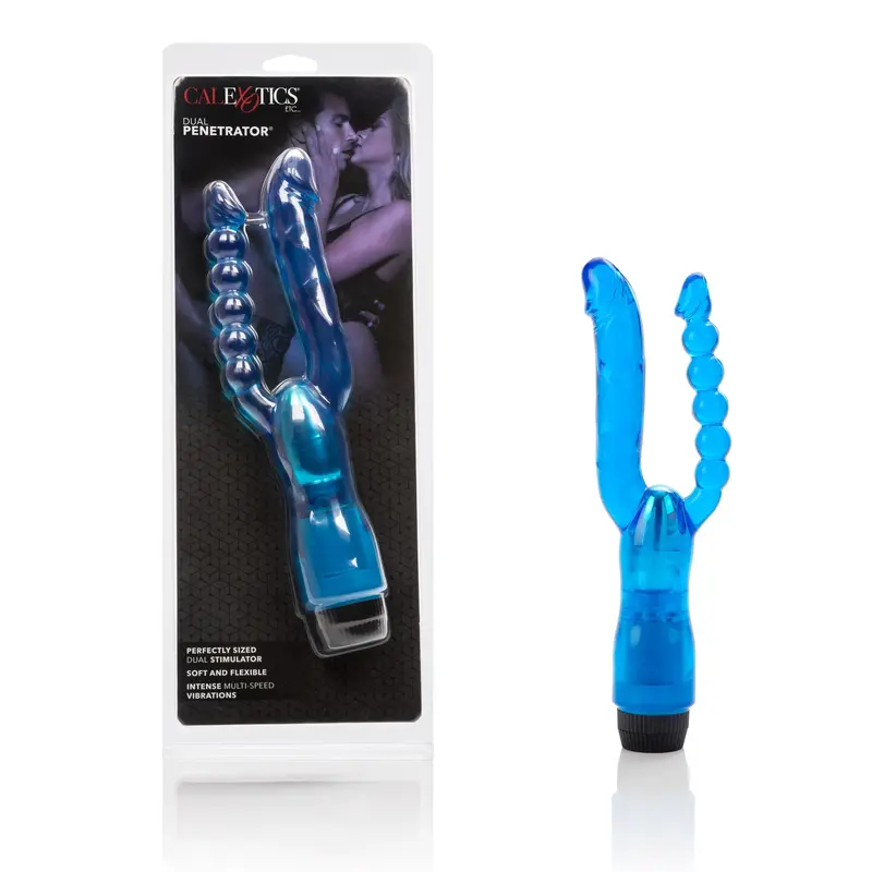 Dual Penetrator Vibrator – Blue Double-Ended Rotating Pleasure Wand 1