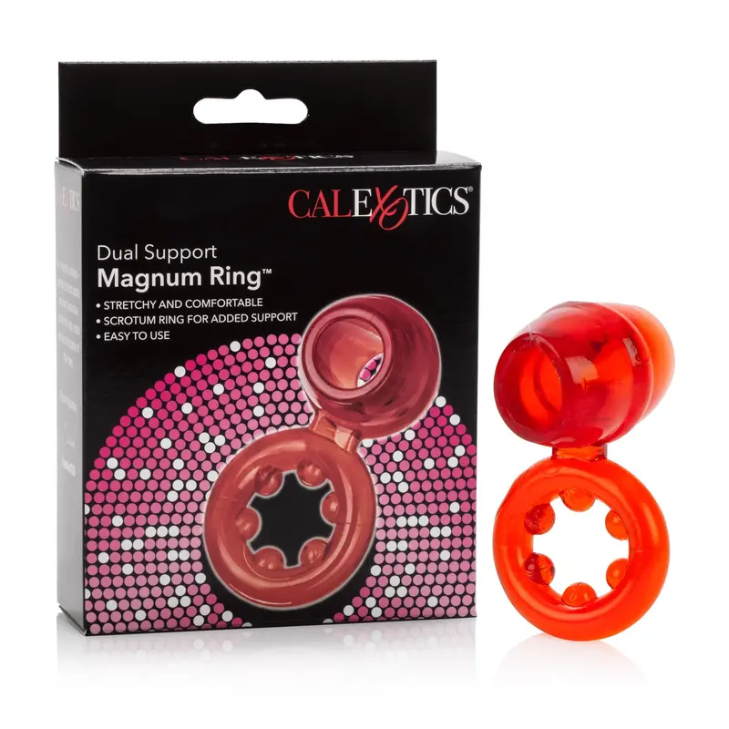 Dual Support Magnum Cock Ring – Red Reinforced Dual-Loop Band 1