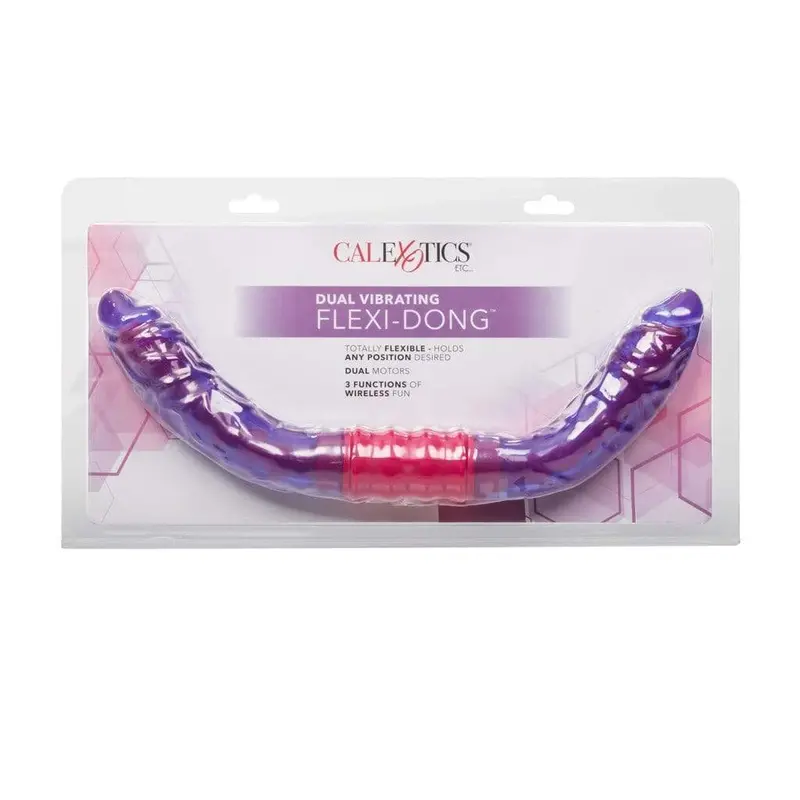 Dual Vibrating Flexi Double Dong – 15-Inch Flexible Dildo, Purple 1