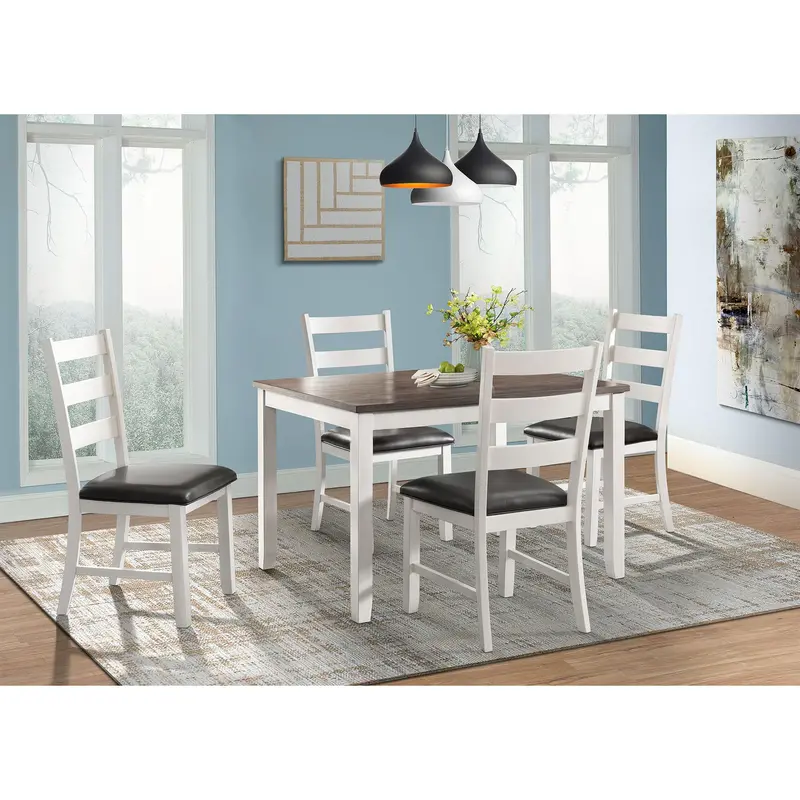 Elements International Martin Brown 5-Piece Dining Table Set Dmt7005Ds 1