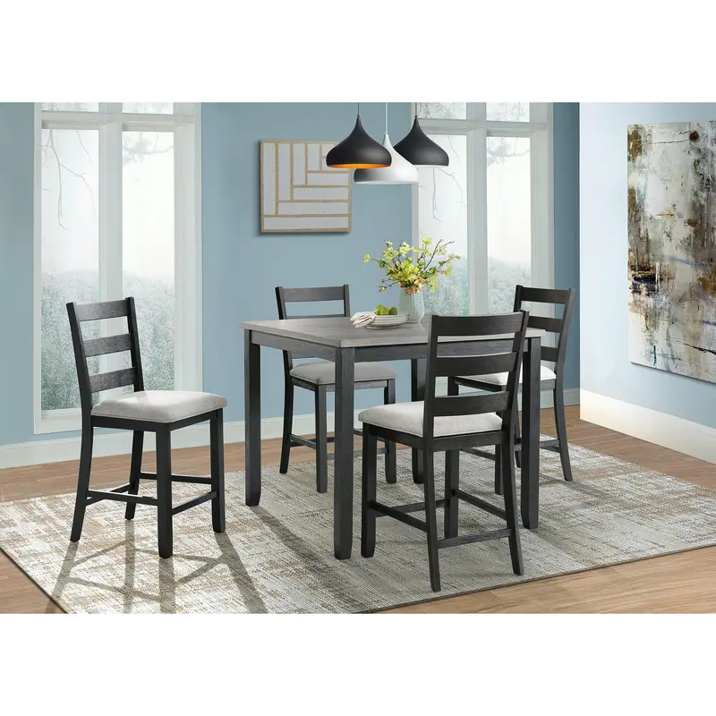 Elements International Martin Gray 5-Piece Counter-Height Dinette Set Dmt3005Cs 1