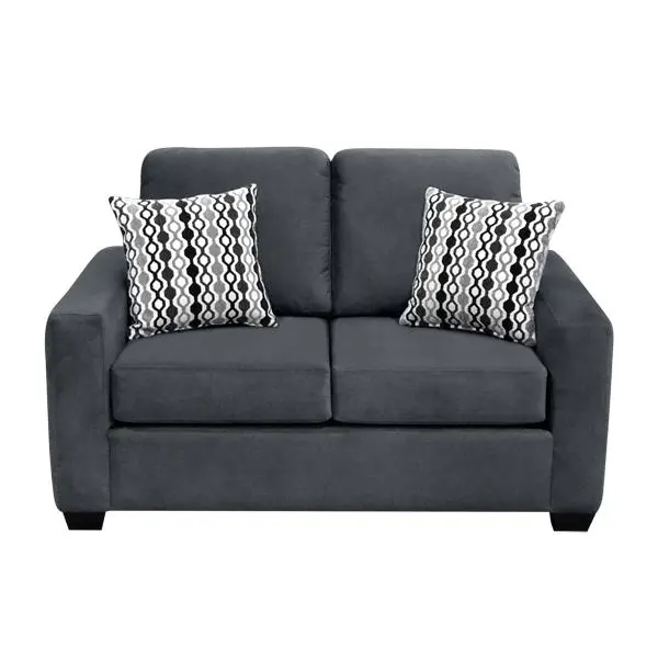 Elite Sofa Designs Nordel Pebble Charcoal Fabric 2-Seater Loveseat 1