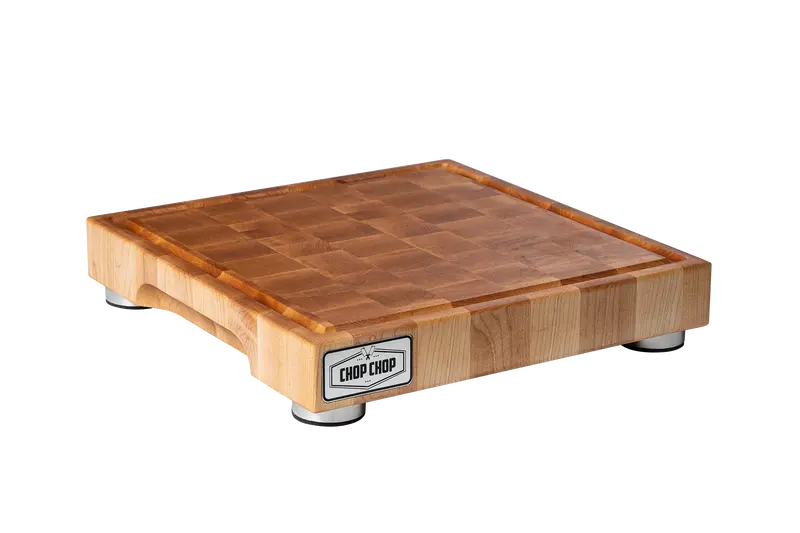 End-Grain Butcher Block With Brushed Aluminum Stabilizers And Juice Groove 1