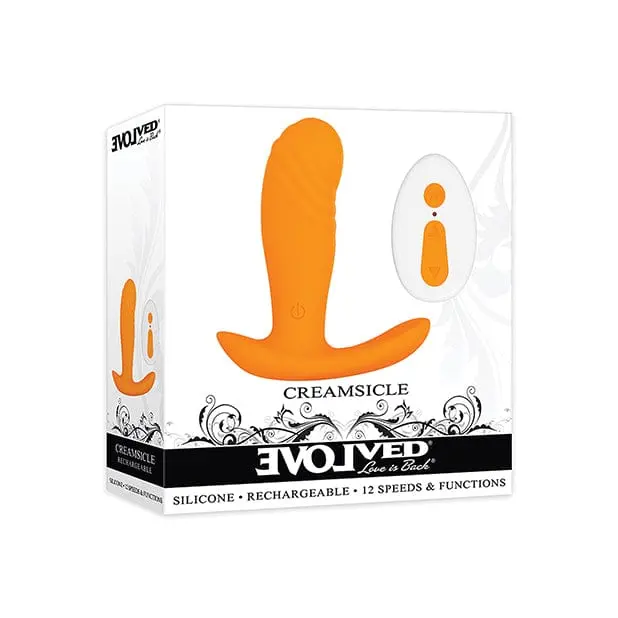 Evolved Creamsicle Silicone Anal Plug – Orange Rechargeable Vibrating Insert 1