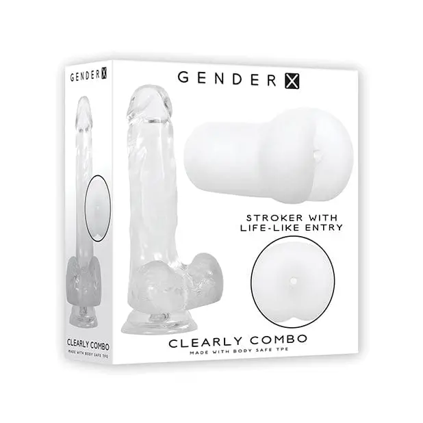 Evolved Gender X Clearly Combo Set – Transparent Realistic Dildo + Ass Stroker 1