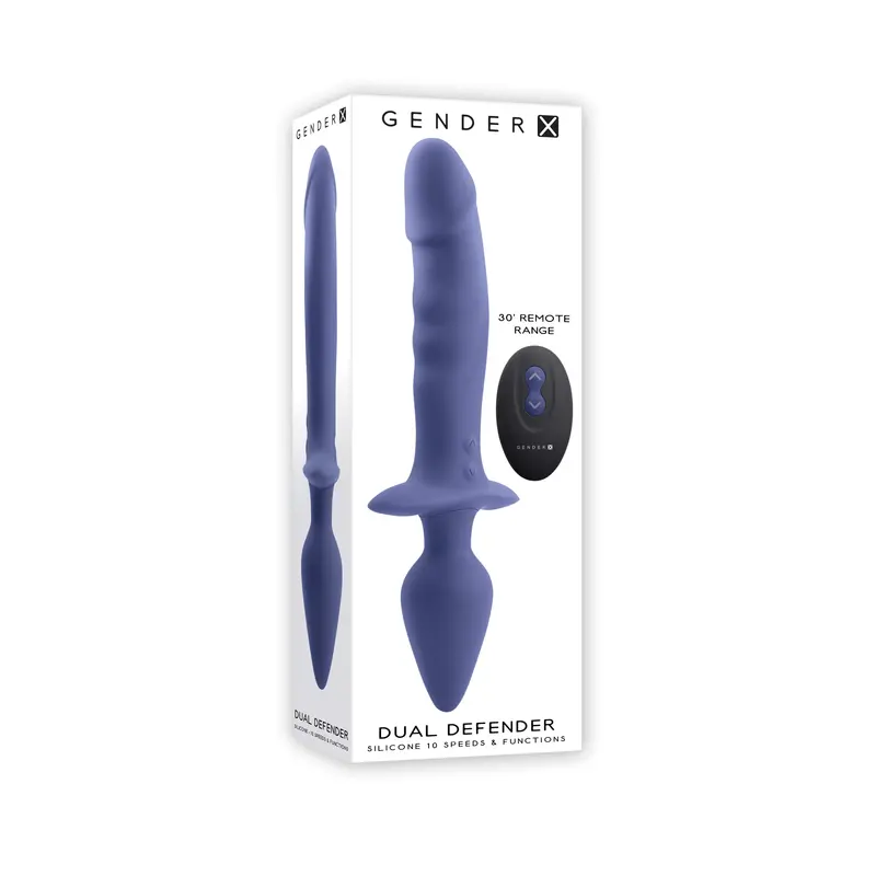 Evolved Gender X Dual Defender Anal Plug & Dildo Combo – Blue 1
