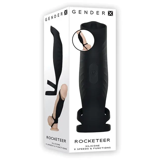 Evolved Gender X Rocketeer Silicone Penis Sheath – Black Vibrating Cover 1