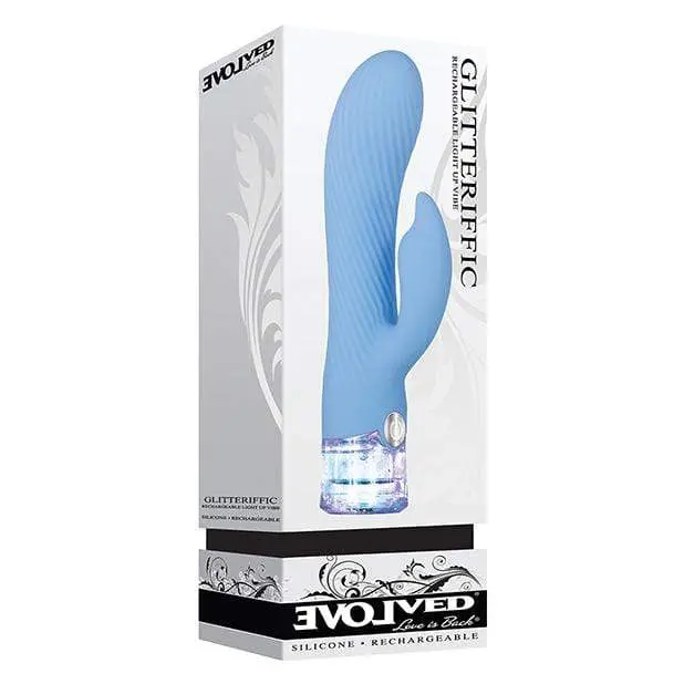 Evolved Glitteriffic Blue Rechargeable Rabbit Vibrator 1