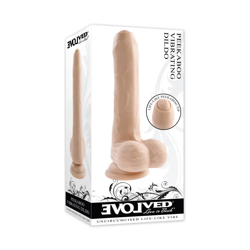 Evolved Peek A Boo Uncircumcised Realistic Vibrating Dildo – 8 Inches 1