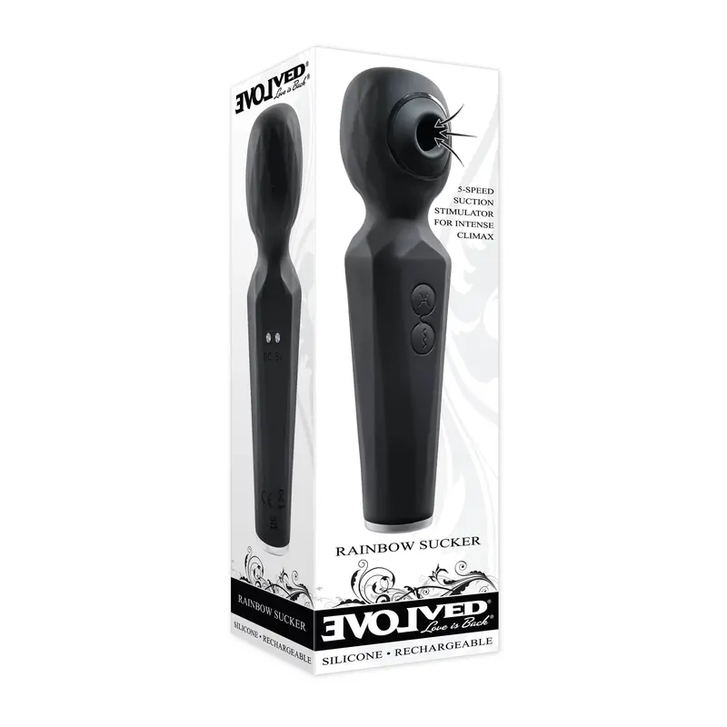 Evolved Rainbow Sucker Clitoral Massager – Black Suction-Based Stimulator 1