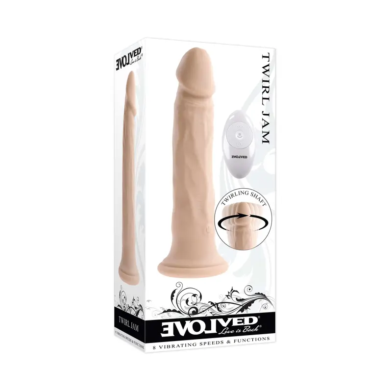 Evolved Twirl Jam Remote Realistic Vibrating Dildo – 9.25 Inches 1