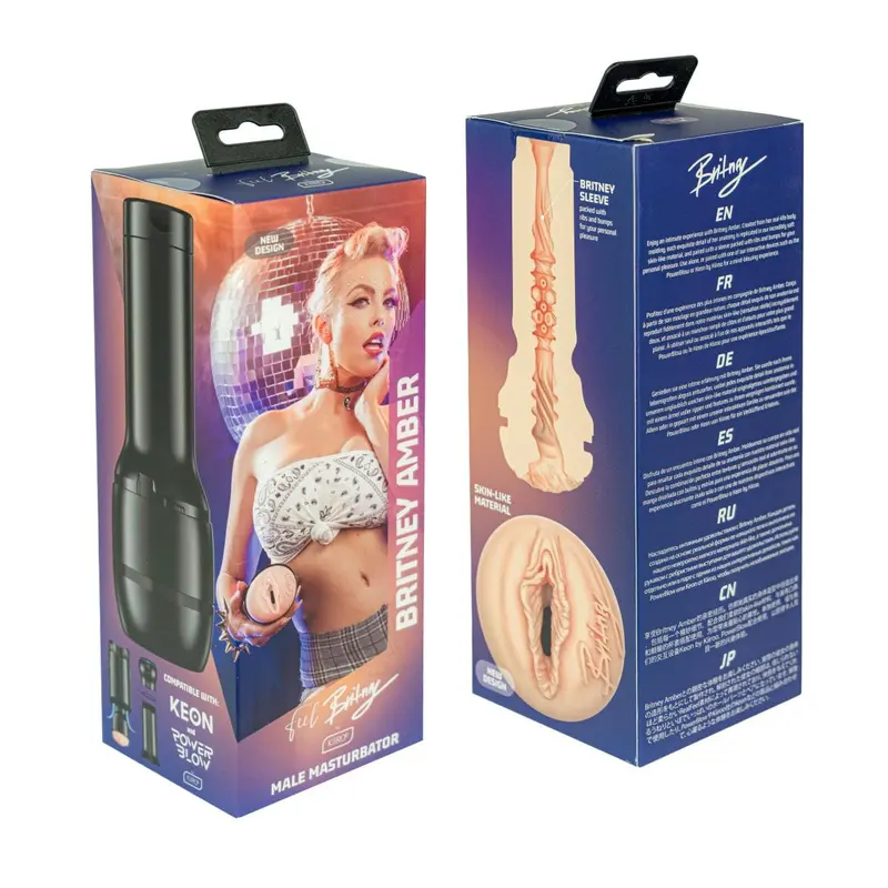 Feel Britney Amber Stroker By Kiiroo – Stars Collection, New-Design Beige Masturbator With Enhanced Grip 1