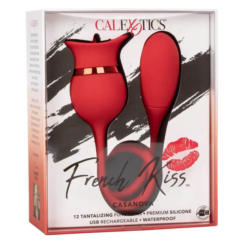 French Kiss Casanova Dual-Action Massager – Egg & External Clit Vibrator (Red) 1