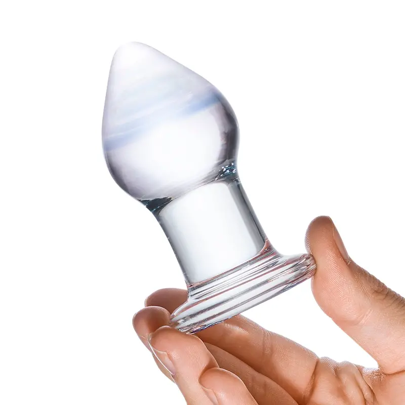 Glas Amethyst Rain Mini Glass Butt Plug – 3.25 Inch Clear 1
