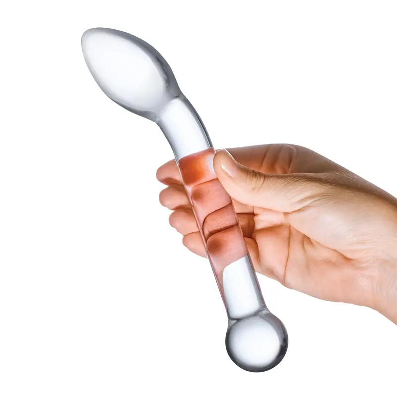 Glas Slimline G-Spot Glass Dildo – Hand-Blown Clear 8" Curved Design 1