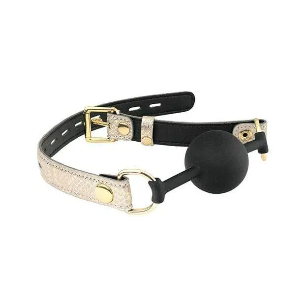 Gold Silicone Ball Gag With White Snakeskin Leather & Microfiber Lining – Spartacus 1