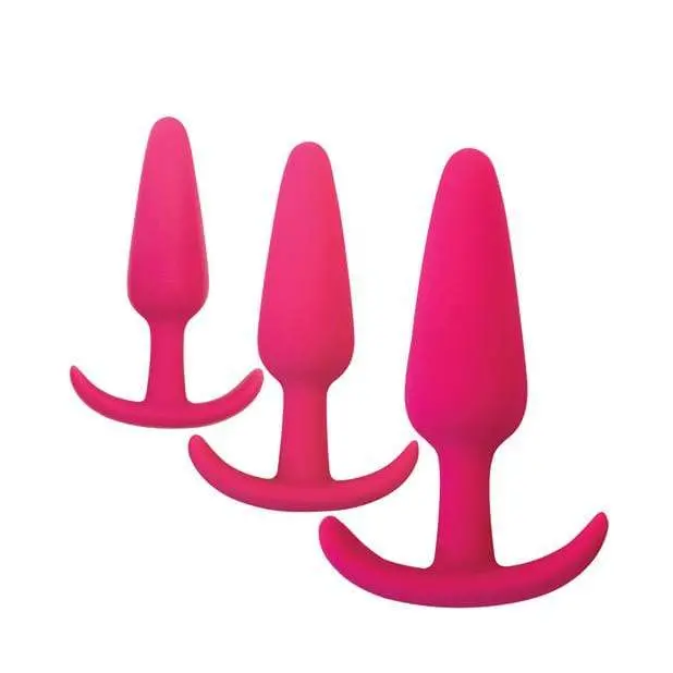 Gossip Rump Rockers Anal Plug Set – 3-Piece Curved Novelties Toy In Pink 1