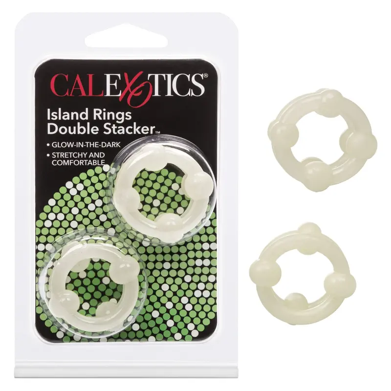 Island Rings Double Stacker Cock Ring Set – Flexible Silicone Ring Combo (White) 1