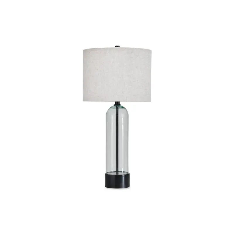 Kerrbrook Glass Table Lamp – Modern Clear Glass Base Desk Or Nightstand Light By Signature Design By Ashley 1
