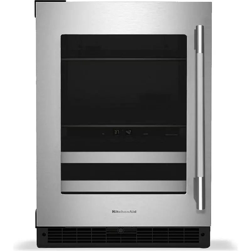 Kitchenaid 4.8 Cu. Ft. Glass-Door Beverage Center With Wood Racks – Kubl524Ssb 1