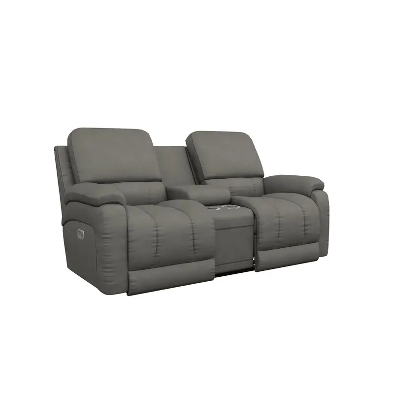 La-Z-Boy Greyson Power Reclining Loveseat With Headrest And Center Console – Blue Grey 1