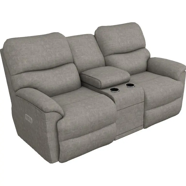 La-Z-Boy Trouper Power Reclining Loveseat – Charcoal, With Headrest & Console 1
