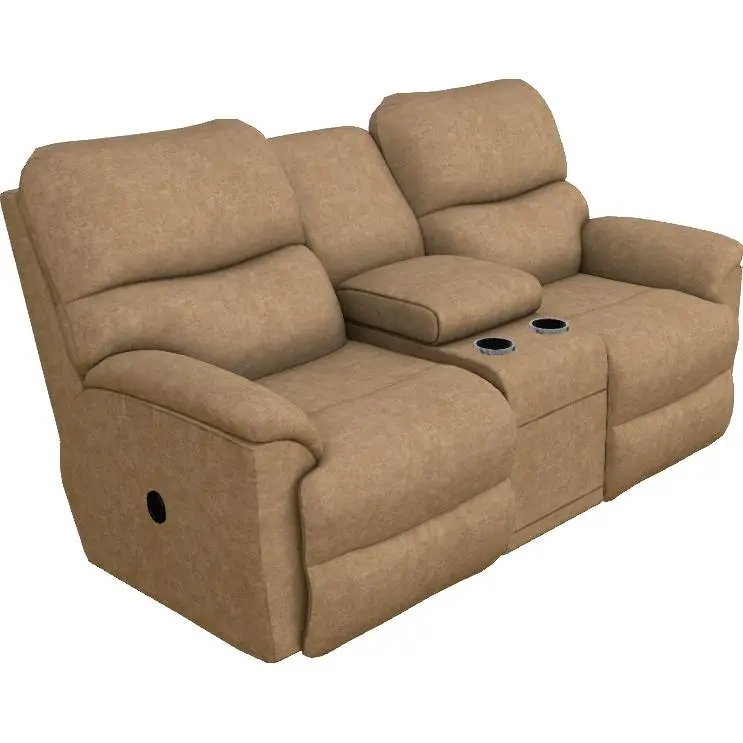 La-Z-Boy Trouper Reclining Loveseat With Console – Camel Upholstery 1