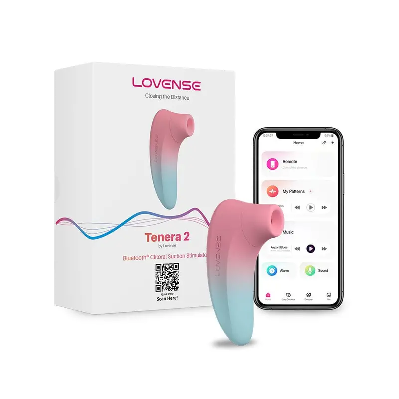 Lovense Tenera 2 App-Controlled Clitoral Stimulator – Quiet Air-Pulse Technology (Pink/Blue) 1