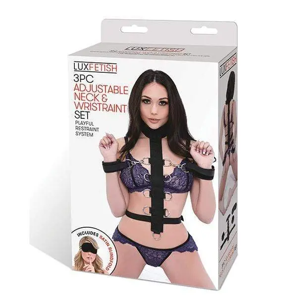 Lux Fetish Adjustable 3-Piece Neck & Wrist Restraint Set 1